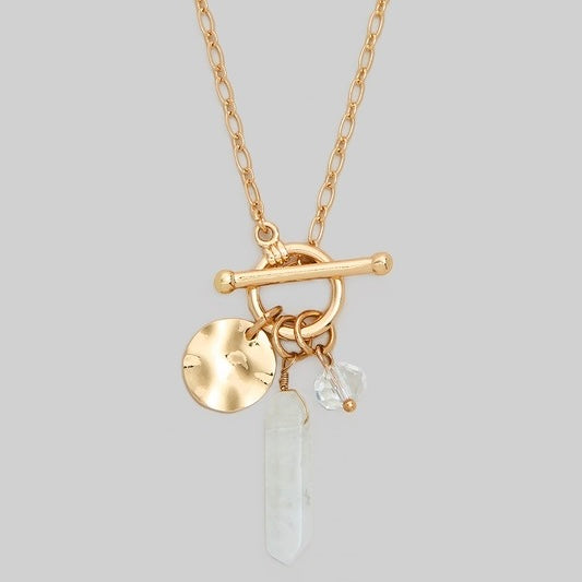 ELOWEN CLEAR SEMI PRECIOUS STONE CHARM NECKLACE