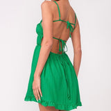 ALL TIED UP GREEN MINI DRESS