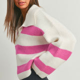 FOREVER YOURS PINK STRIPED SWEATER