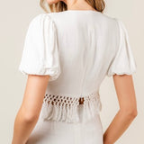 HEADING OUT WHITE FRINGE CROP TOP