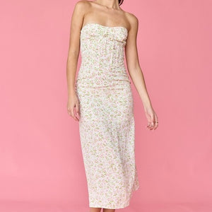 TAKE ME OUT PINK FLORAL MIDI DRESS