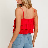 I SEE FIRE RED RUFFLE TANK TOP