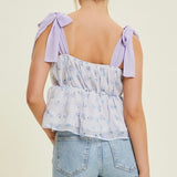 COMING HOME LAVENDER FLORAL BABY DOLL TOP