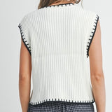 NO STITCHES WHITE CONTRAST SWEATER VEST