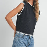 NO STITCHES BLACK CONTRAST SWEATER VEST