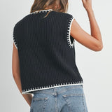 NO STITCHES BLACK CONTRAST SWEATER VEST