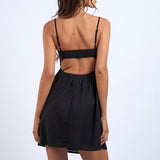 COME AS YOU ARE BLACK FRONT TIE MINI DRESS