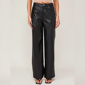 NYC NIGHTS BLACK FAUX LEATHER PANTS