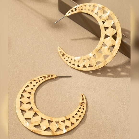 WREN LASER CUT HALF HOOP EARRINGS