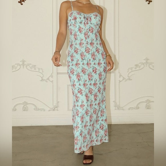 PERFECT DAY BLUE FLORAL MAXI DRESS