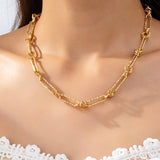 JUNO GOLD TEXTURED LINKED NECKLACE