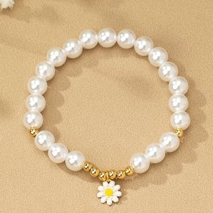 DELPHINE PEARL FLOWER CHARM BRACELET