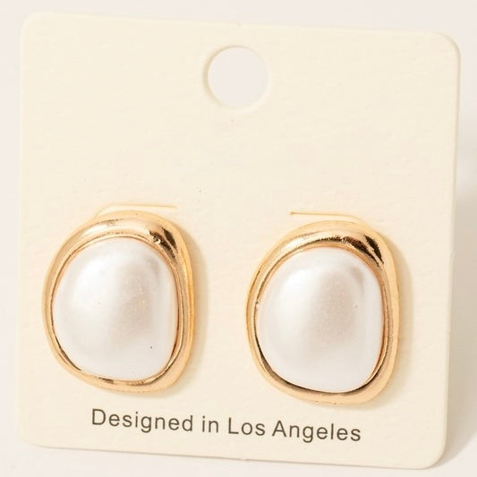 SEREN GOLD PEARL STUD EARRINGS