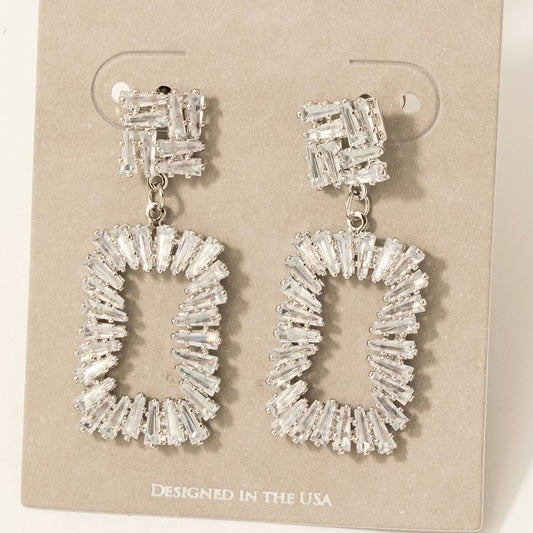 ELYSIA SILVER RHINESTONE DROP EARRINGS