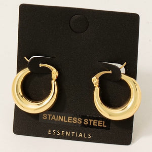 GOLD STAINLESS STEEL SIMPLE HOOP EARRINGS