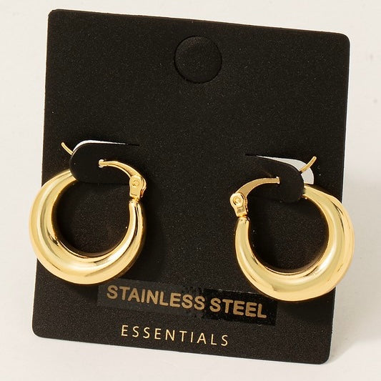 GOLD STAINLESS STEEL SIMPLE HOOP EARRINGS