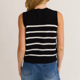 THAT WAY BLACK STRIPED SLEEVELESS SWEATER TOP