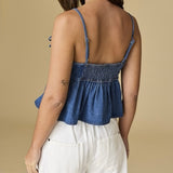 WITH A BOW DENIM TOP