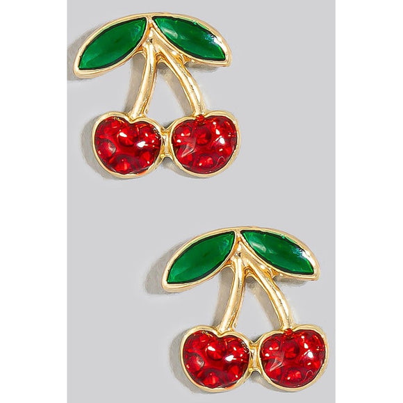 AMELIA RHINESTONE CHERRY EARRINGS