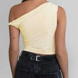 SO SMOOTH YELLOW TWIST SHOULDER TOP