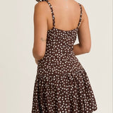 HEART BEATING BROWN FLORAL BUBBLE MINI DRESS