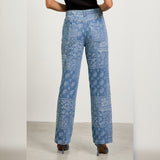 ON WATCH BANDANA PRINT DENIM JEANS