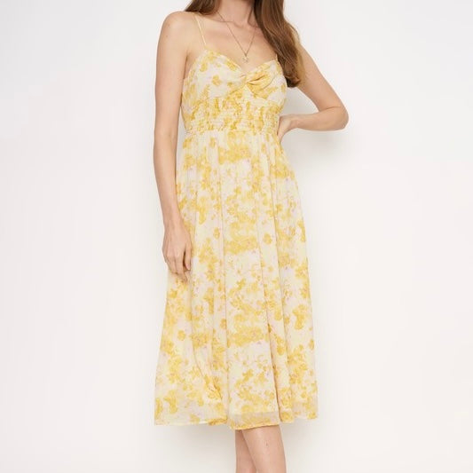 IN THE SUNLIGHT FLORAL MIDI DRESS