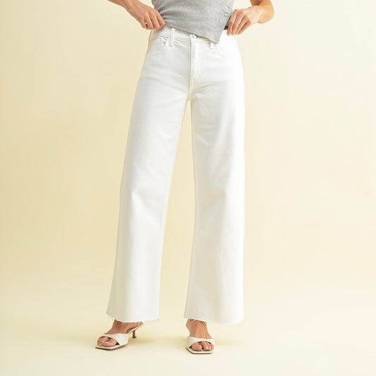 JUST USA WHITE WIDE LEG DENIM JEANS