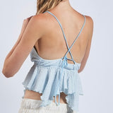 BREAK FREE BLUE RUFFLE TANK TOP