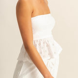 SOMEBODY LOVES YOU WHITE EYELET TUBE TOP