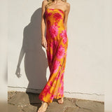 FIRE FOR YOU SATIN FLORAL MAXI DRESS