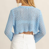 BEACH SUNSETS BLUE CROCHET SELF TIE TOP