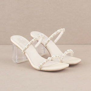 MAE BEIGE STRAPPY PEARL HEEL