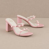 NIA PINK ROSETTE ADORNED HEELS