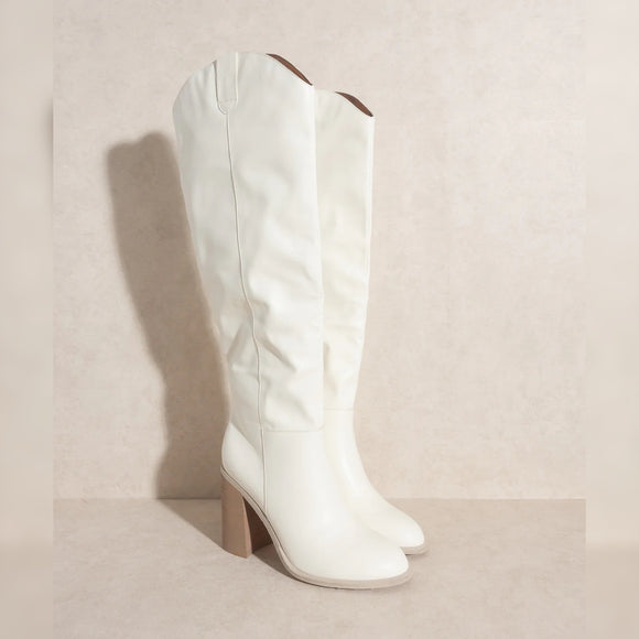 THE STEPHANIE WHITE KNEE-HIGH BOOTS