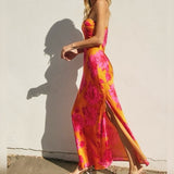 FIRE FOR YOU SATIN FLORAL MAXI DRESS