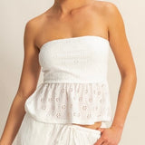 SOMEBODY LOVES YOU WHITE EYELET TUBE TOP