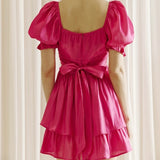 LIVING IN A FAIRYTALE HOT PINK SATIN MINI DRESS