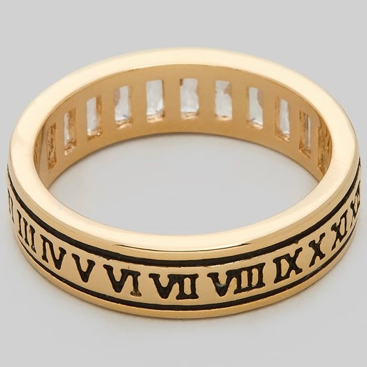 GOLD ROMAN NUMERAL RING