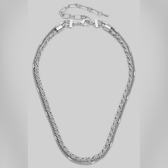 AZALEA SILVER LAYERED ROPE CHAIN NECKLACE