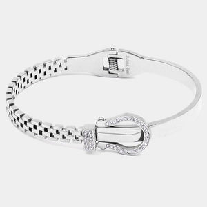 SILVER STAINLESS STEEL BELT BUCKLE BRACELET