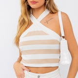 BEACHSIDE BABE STRIPED HALTER TOP