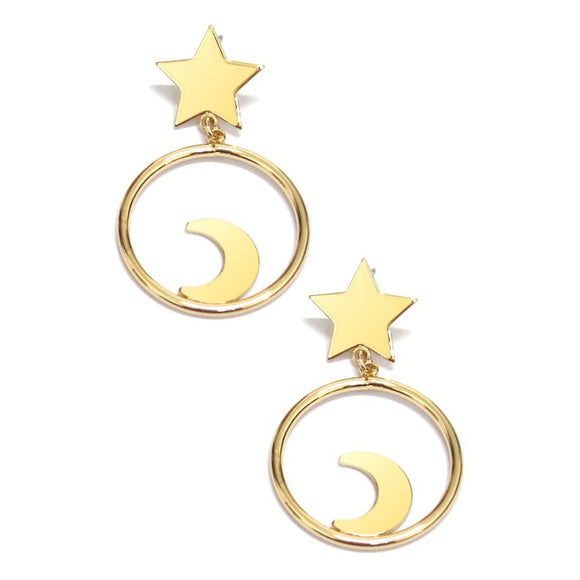 ELSIE GOLD STAR & MOON DROP EARRINGS